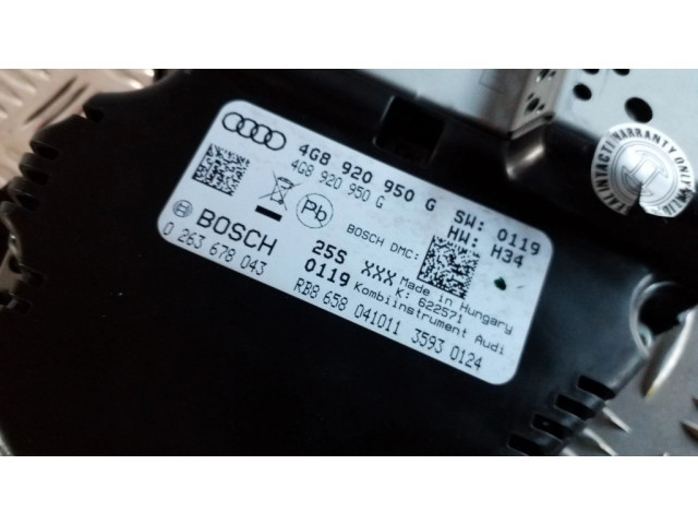 Панель приборов 4G8920950G, 0263678043   Audi A6 C7       
