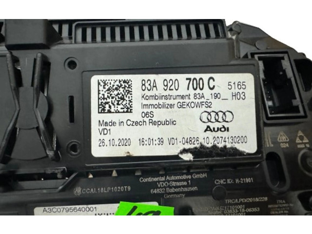 Панель приборов 83A920700C, 2074130200 Audi Q3 F3
