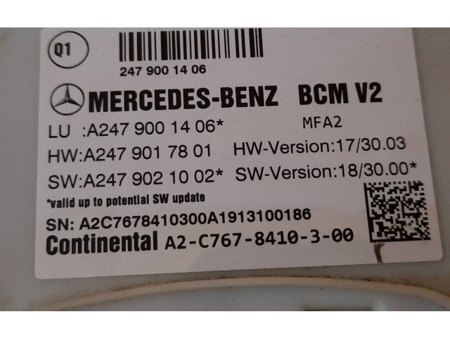 Pojistková skříňka Řídící jednotka BSM A2479001406, A2479017801 Mercedes-enz B W247 2018