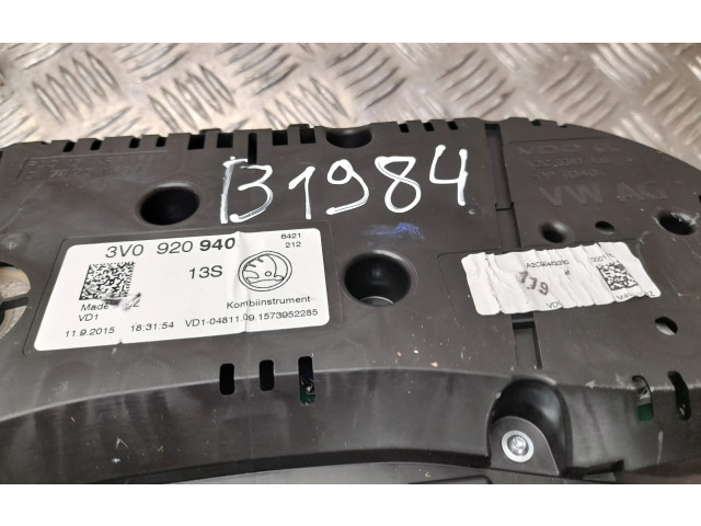Панель приборов 3V0920940, B1984   Skoda Superb B8 (3V)       