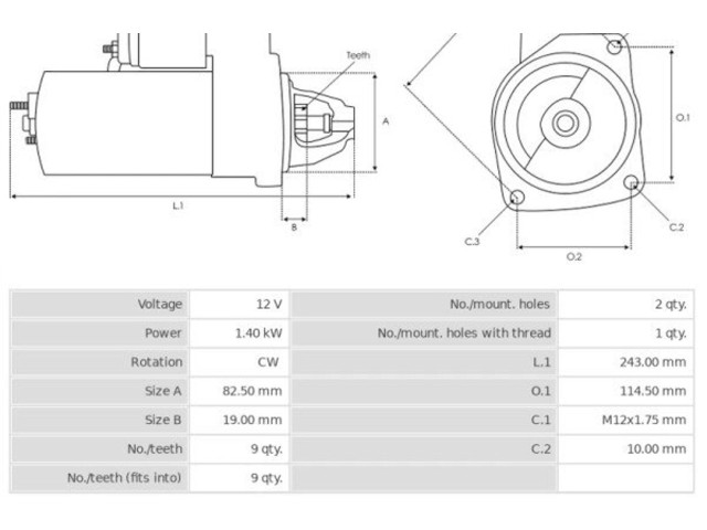 Стартер CS372, 3EFFE    Opel Omega A   