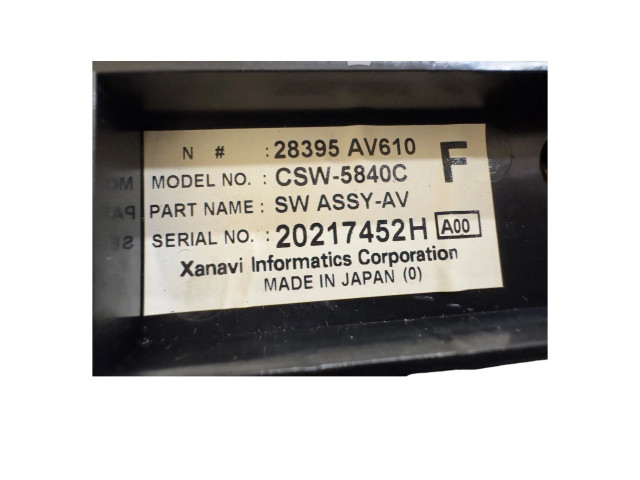 Блок управления кондиционера воздуха / климата/ печки (в салоне) 28395AV610, 20217452H Nissan Primera