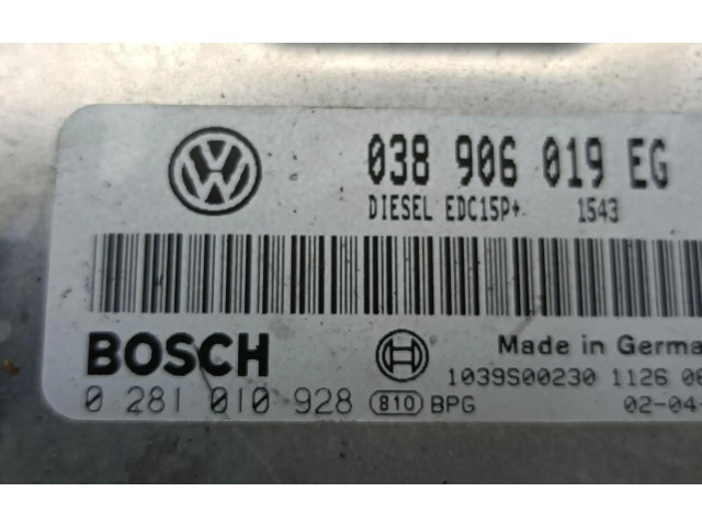 Блок управления двигателем Блок управления 0281010928   Skoda Superb B5 (3U)