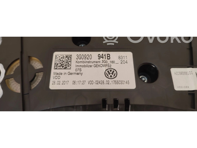 Панель приборов 3G0920941B, GEK0WFS2   Volkswagen PASSAT B8       