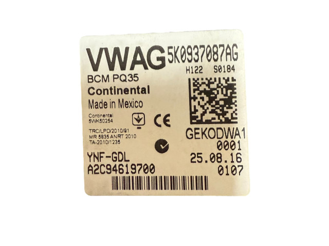 Блок управления 5K0937087AG, BCMPQ35 Volkswagen Jetta VI