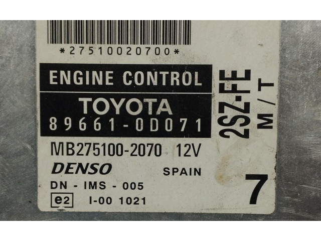 Řídící jednotka 89661-0D071, 89661-0D071 Toyota Yaris 2005