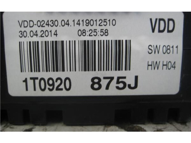 Панель приборов 1T0920875J, 02430041419012510   Volkswagen Touran II       