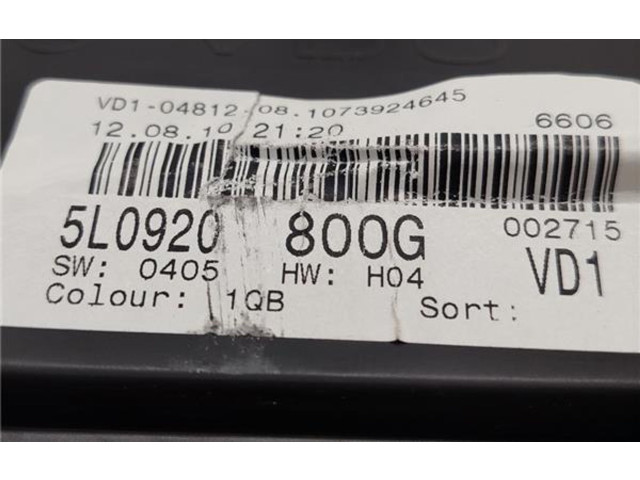 Спидометр (приборный щиток) 5L0920800G, 5L0920800G   Skoda Yeti (5L)