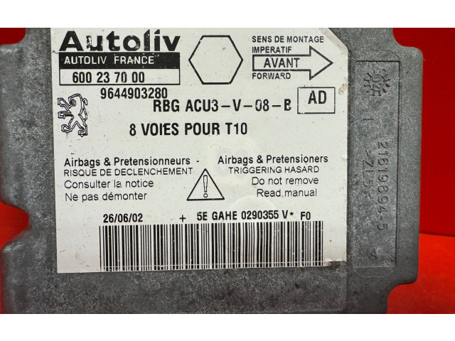 Блок подушек безопасности 9644903280, 600237000 Peugeot 206