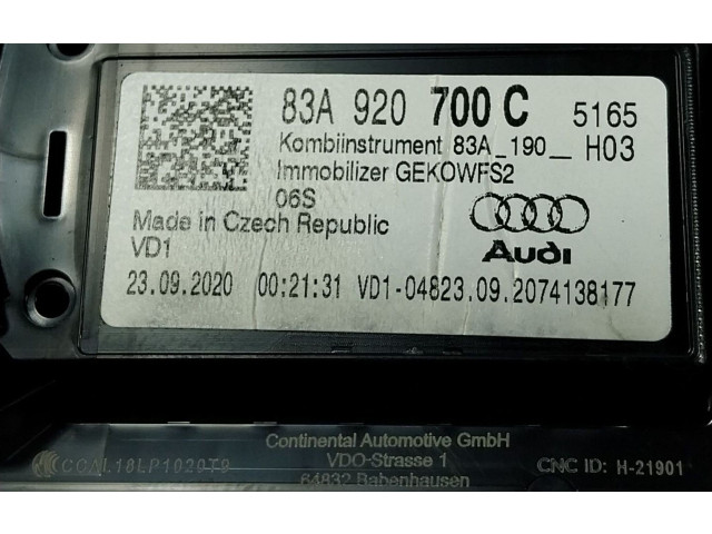 Панель приборов 83A920700C, 83A920700   Audi Q3 F3       