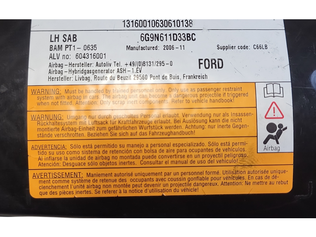 Подушка безопасности в сиденье 6G9N611D33BC, 604316001 Ford Galaxy