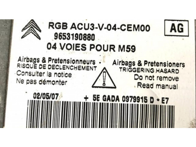 Блок подушек безопасности 603602500, 9653190880   Citroen Berlingo