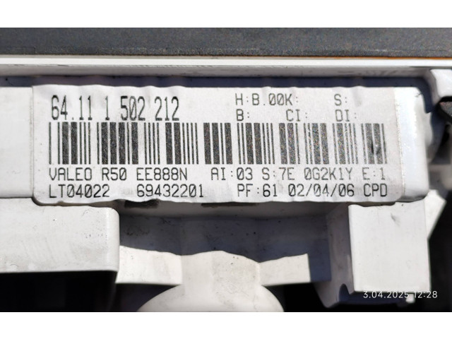 Блок управления климат-контролем 69432201, 69437005   Mini One  Cooper R50  53