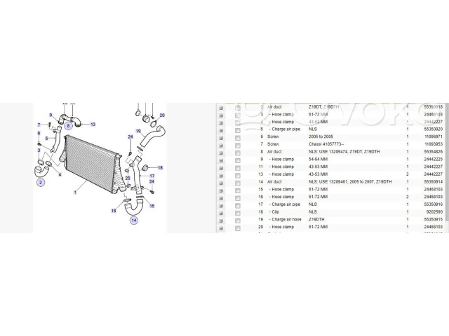 Интеркулер 12765753, 12804713 Saab 9-3 Ver1