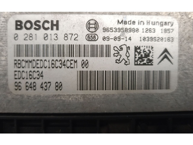 Řídící jednotka 9653958980, 0281013872BOSCH   Citroen Berlingo 2009