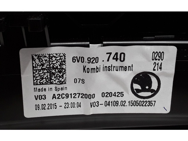 Панель приборов 6V0920740 Skoda Fabia Mk3 (NJ)