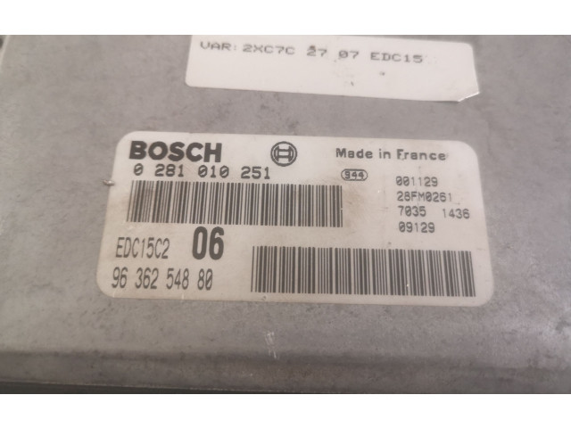 Блок управления двигателя 9636254880, 0281010251 Citroen Xantia