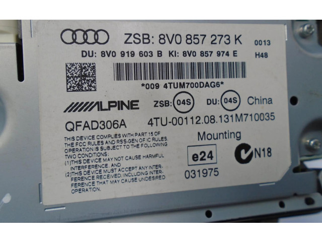 Дисплей 8V0857273M, 8V0857273M Audi A3 S3 A3 Sportback 8P