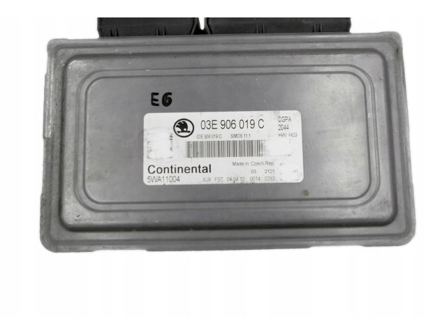 Блок управления двигателя 03E906019C, 5WA11004 Skoda Fabia Mk2 (5J)