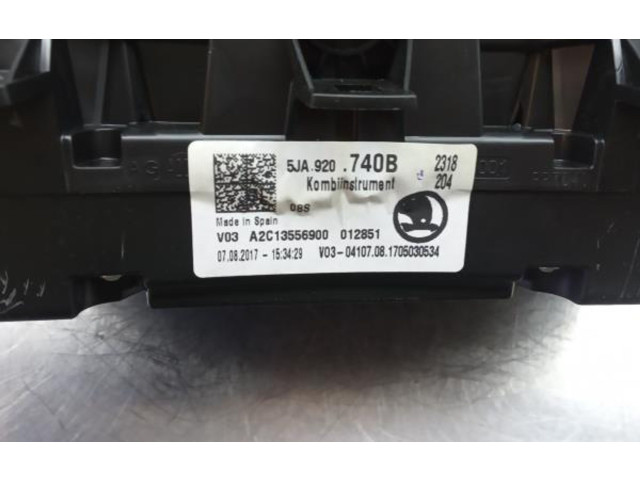 Панель приборов 5JA920740B, 113.428KMMARCADOS   Skoda Rapid (NH)       