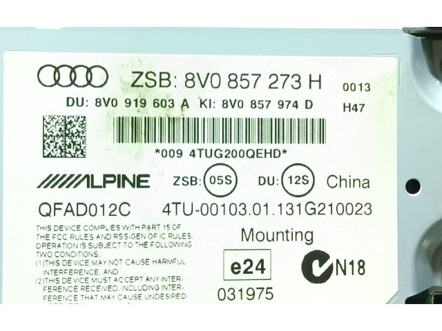 Дисплей    8V0857273H   Audi A3 S3 8V