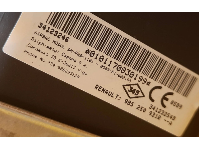 Подушка безопасности водителя 986293129, 34123246   Dacia Logan II