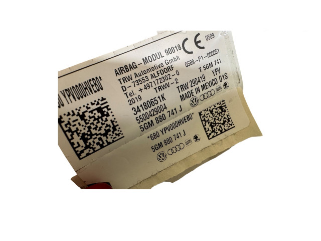 Боковая подушка безопасности 5GM880741J, 34180651K   Volkswagen e-Golf