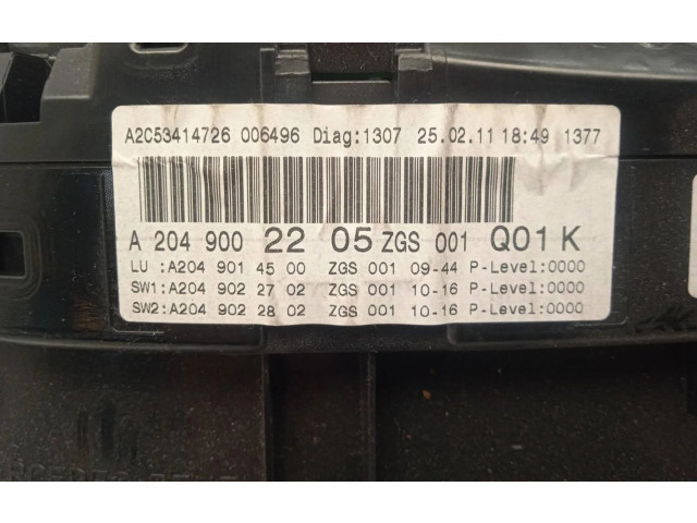 Панель приборов A2049002205   Mercedes-Benz GLK (X204)       