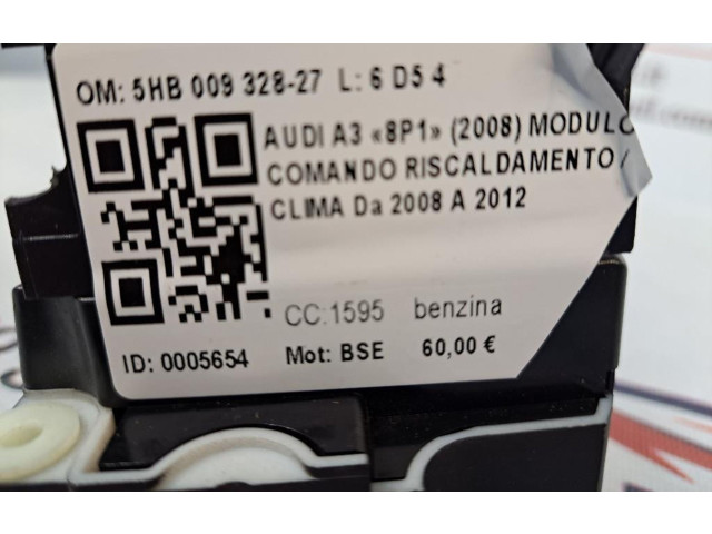 Блок управления климат-контролем 5HB009328-27, 5HB009328-27 Audi A3 S3 8P