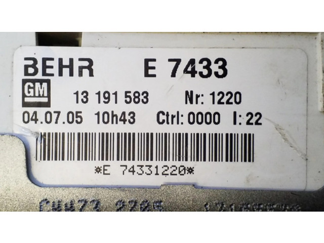 Блок управления климат-контролем 13191583, E7433   Opel Meriva A