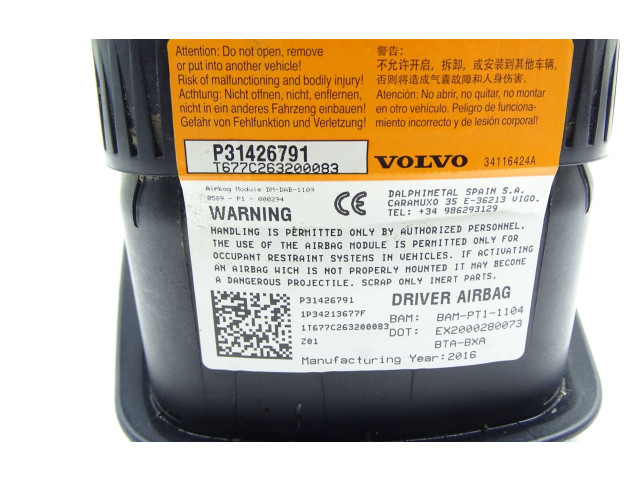 Подушка безопасности водителя 34116424A Volvo S60