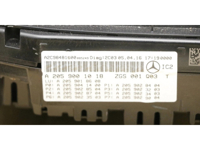 Přístrojová deska Mercedes-Benz C W205 2016 A2059001018, A2059018600