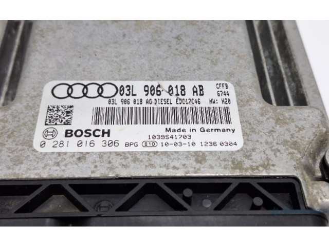 Блок управления двигателем Блок управления 0281016306, 03L906018AB Audi A3 S3 A3 Sportback 8P