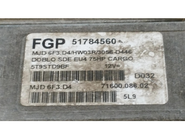 Řídící jednotka 51784560, 5T9STD9BF Fiat Doblo 2007