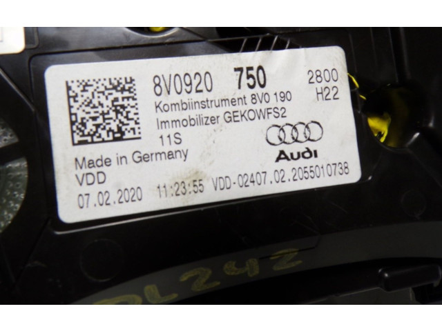 Панель приборов 8V0920750, A2C16573400   Audi A3 8Y       