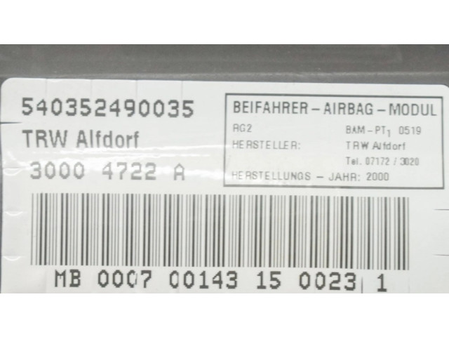 Подушка безопасности пассажира 1298601805, A1298601805   Mercedes-Benz SL R129