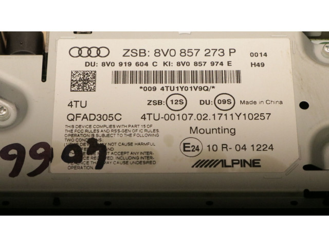 Дисплей    8V0857273P, 8V0857273P   Audi A3 S3 8V