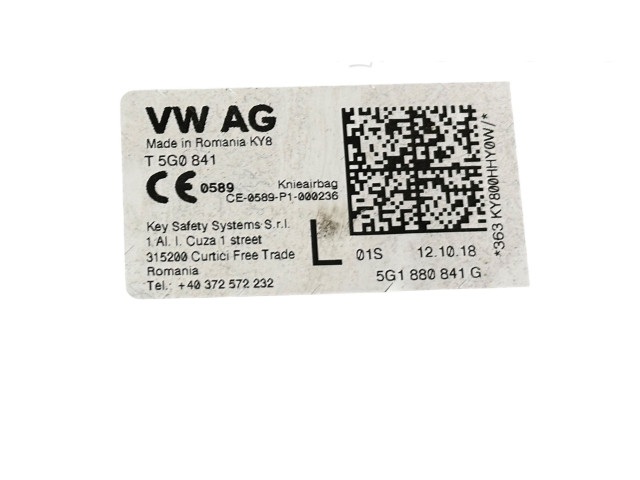 Подушка безопасности для колен 5G1880841G, T5G0841 Volkswagen e-Golf