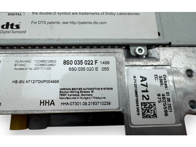 Радио/ проигрыватель CD/DVD / навигация 8S0035022F, 8S0035020E   Audi TT TTS RS Mk3 8S      