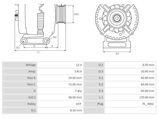 Генератор CA2029, 3EFFE Lexus IS 220D-250-350