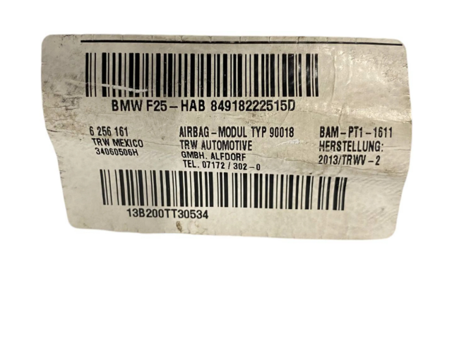 Боковая подушка безопасности 6256161, 84918222515D   BMW X3 F25
