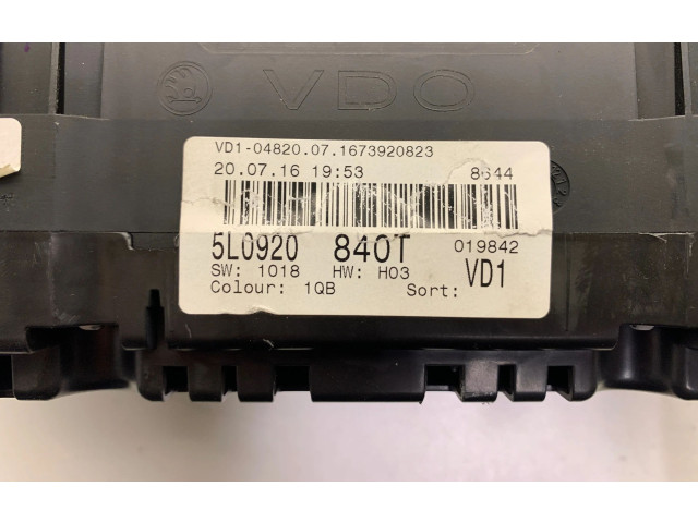 Панель приборов 5L0920840T, A2C53296334   Skoda Yeti (5L)       