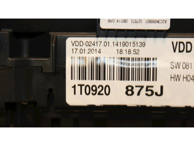 Панель приборов 1T0920875J, 1T0920875J   Volkswagen Touran II       