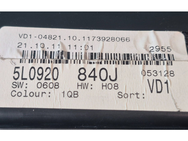 Спидометр (приборный щиток) 5L0920840J, 053128 Skoda Yeti (5L)