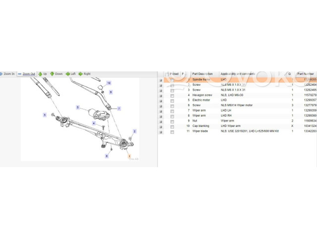 Комплект механизма стеклоочистителей 13299355, 13299357    Saab 9-5