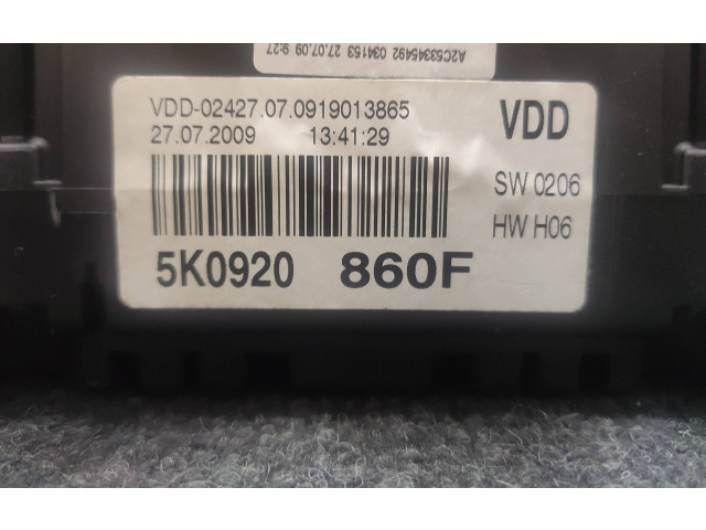 Панель приборов 5K0920860F, 0919013865 Volkswagen Golf VI