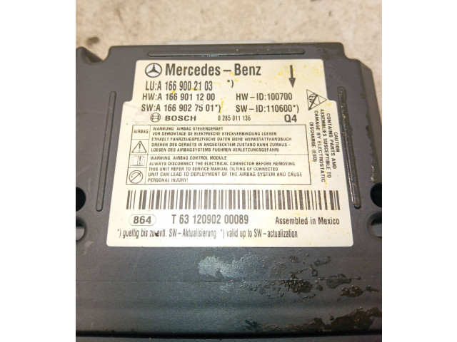 Блок подушек безопасности A1669002103, A1669027501   Mercedes-Benz GL X166