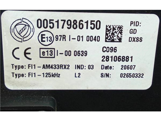 Zámek zadních dveří 00517986150, 00517986150   Fiat Punto (199) 2008