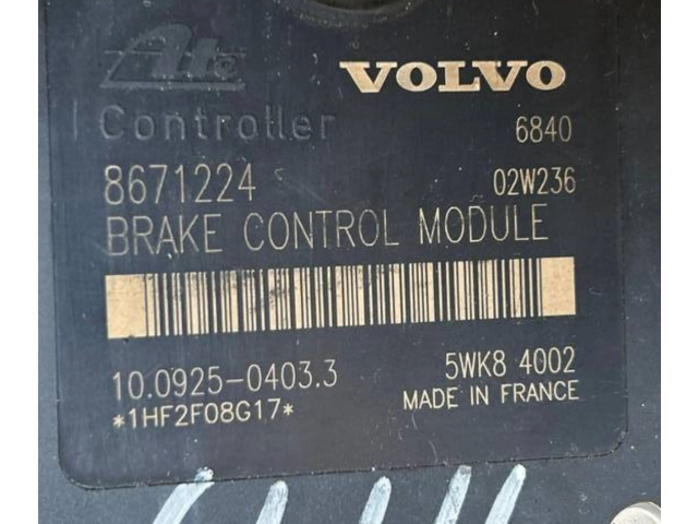 Блок АБС 8671224, 10092504033   Volvo  S80  1999 - 2003 года