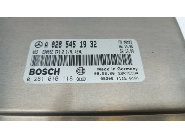 Řídící jednotka A0285451932, 0281010118 Mercedes-Benz A W168 2002